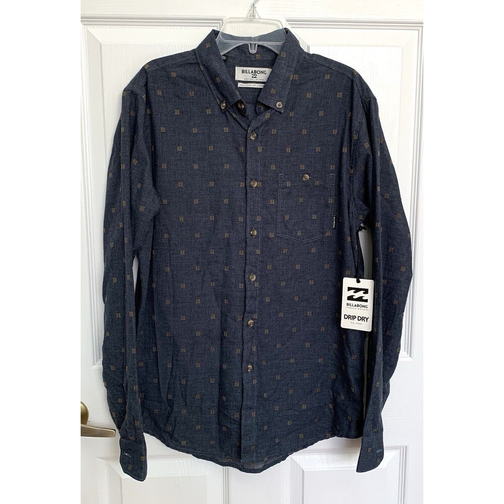 NWT Billabong Men's All Day Jacquard Long Sleeve Shirt Drip Dry No Iron Size S - Picture 2 of 6